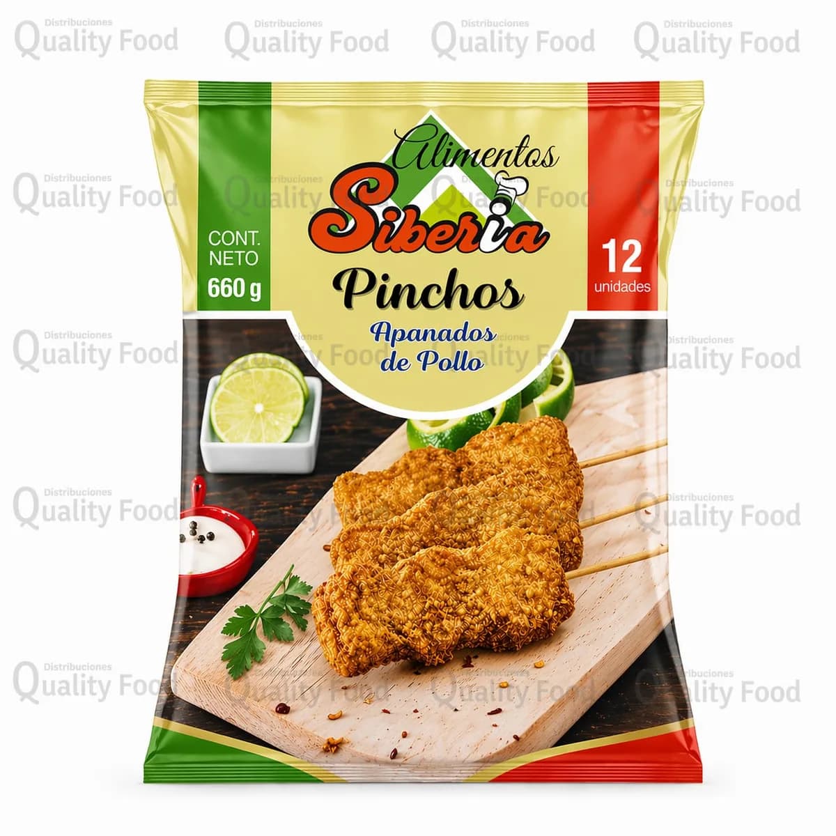 Pincho apanado de pollo X 12 und X 55 grs
