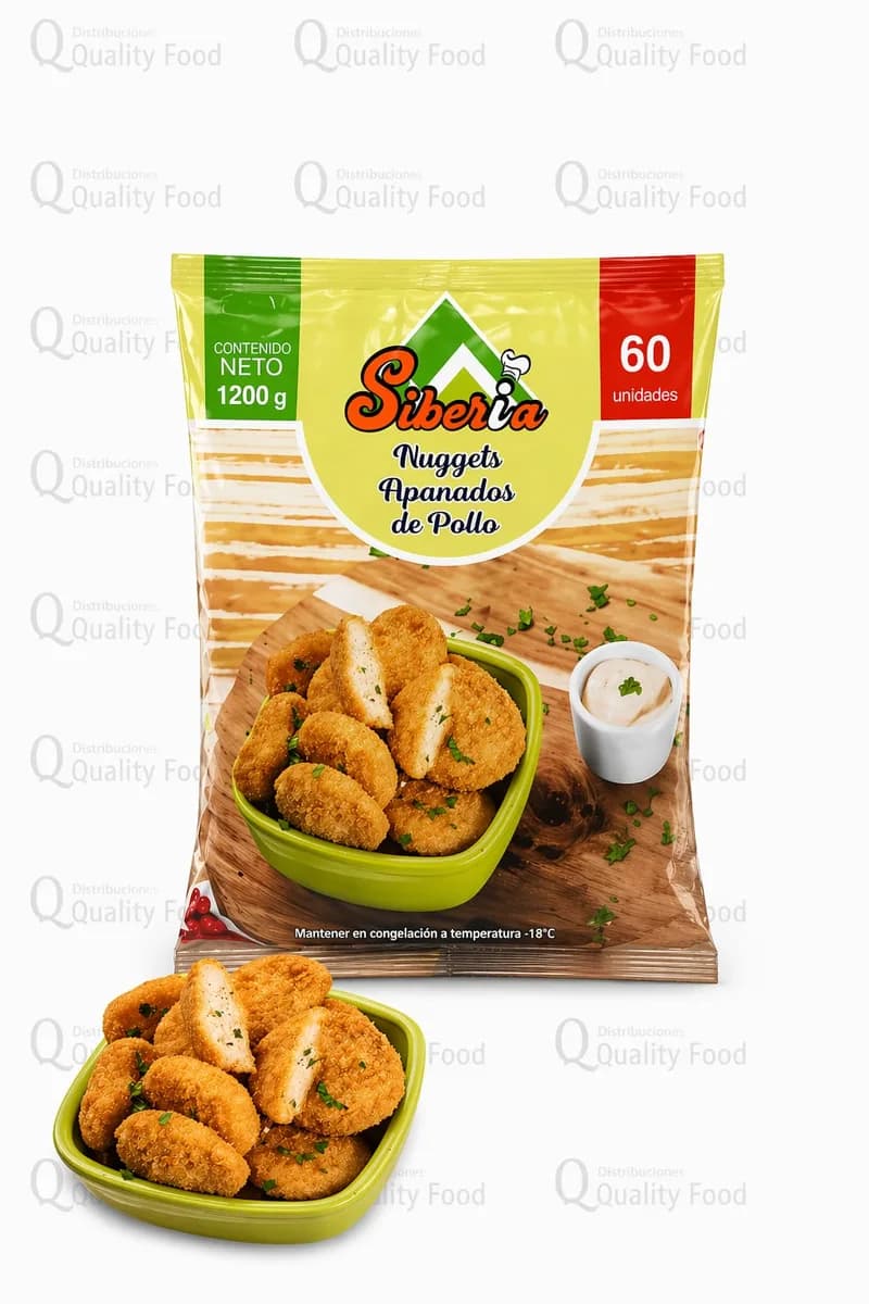 Nuggets apanados de pollo X 60 uni x 300 grs
