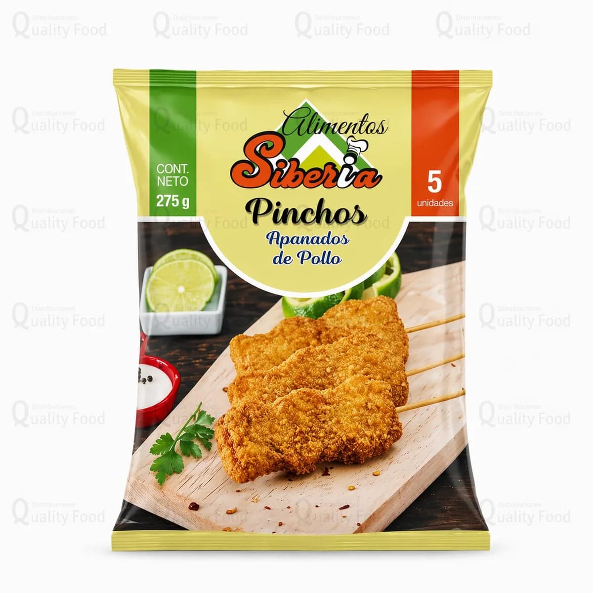 Pincho apanado de pollo X 5 und X275 grs